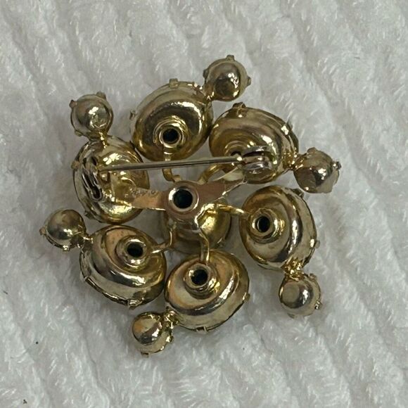 Vintage Coro Swirl Brooch Pin Women's OS Citrine Topaz Rhinestone 60s Signed - Picture 8 of 10